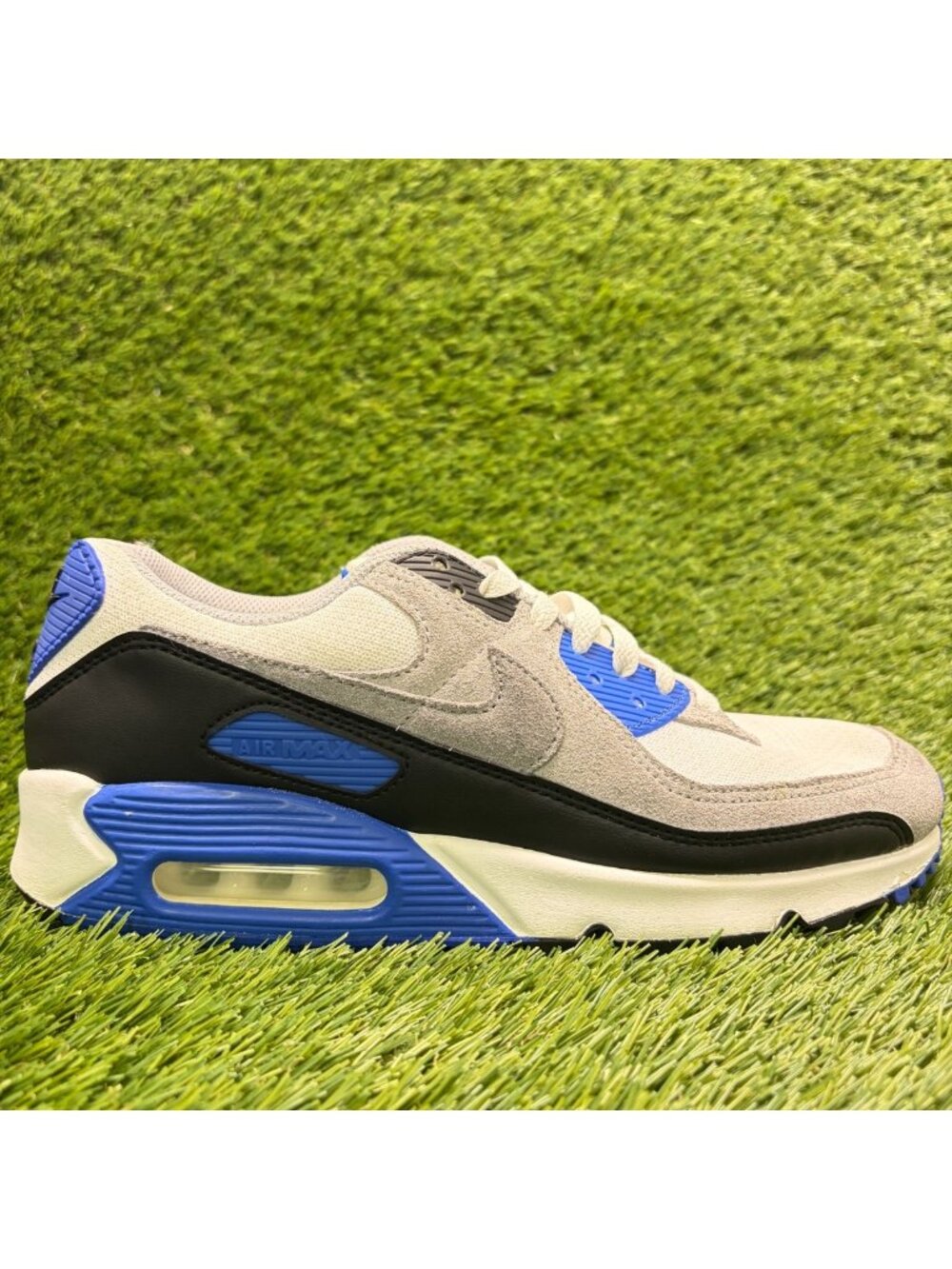 Nike Air Max 90 Mens Size 8.5 White Gray Blue Athletic Running Shoes Sneakers